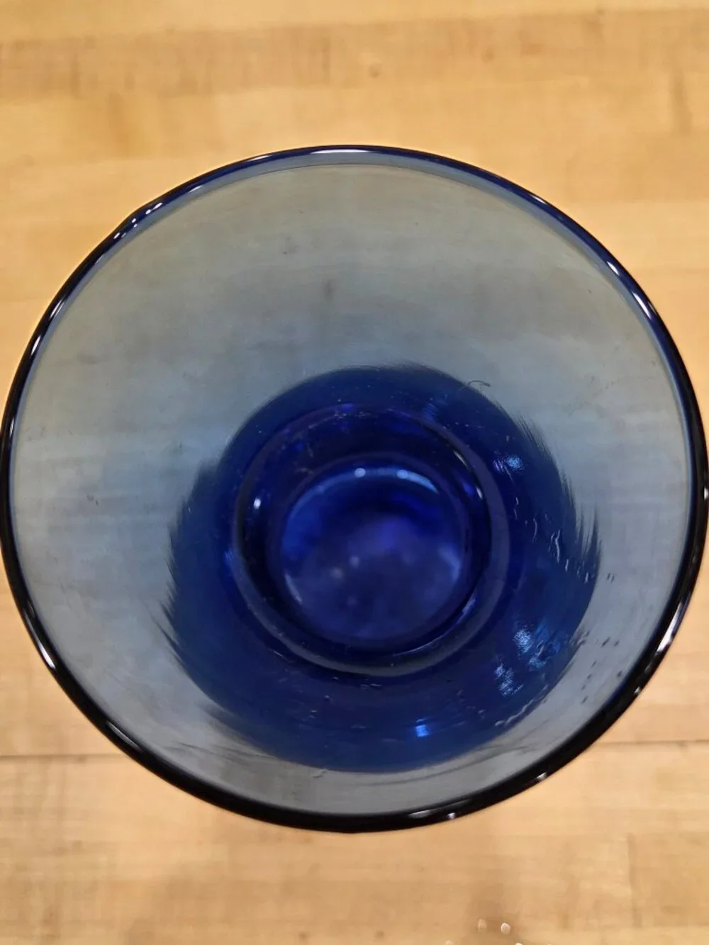 Vintage Cobalt Blue Hand Blown Glass Swirled Hourglass Bud Vase 8 Inch